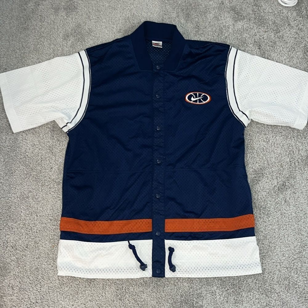 Vintage NIKE Mesh Snap Basketball Court Shooter Jersey Warm Up Jacket L Retro